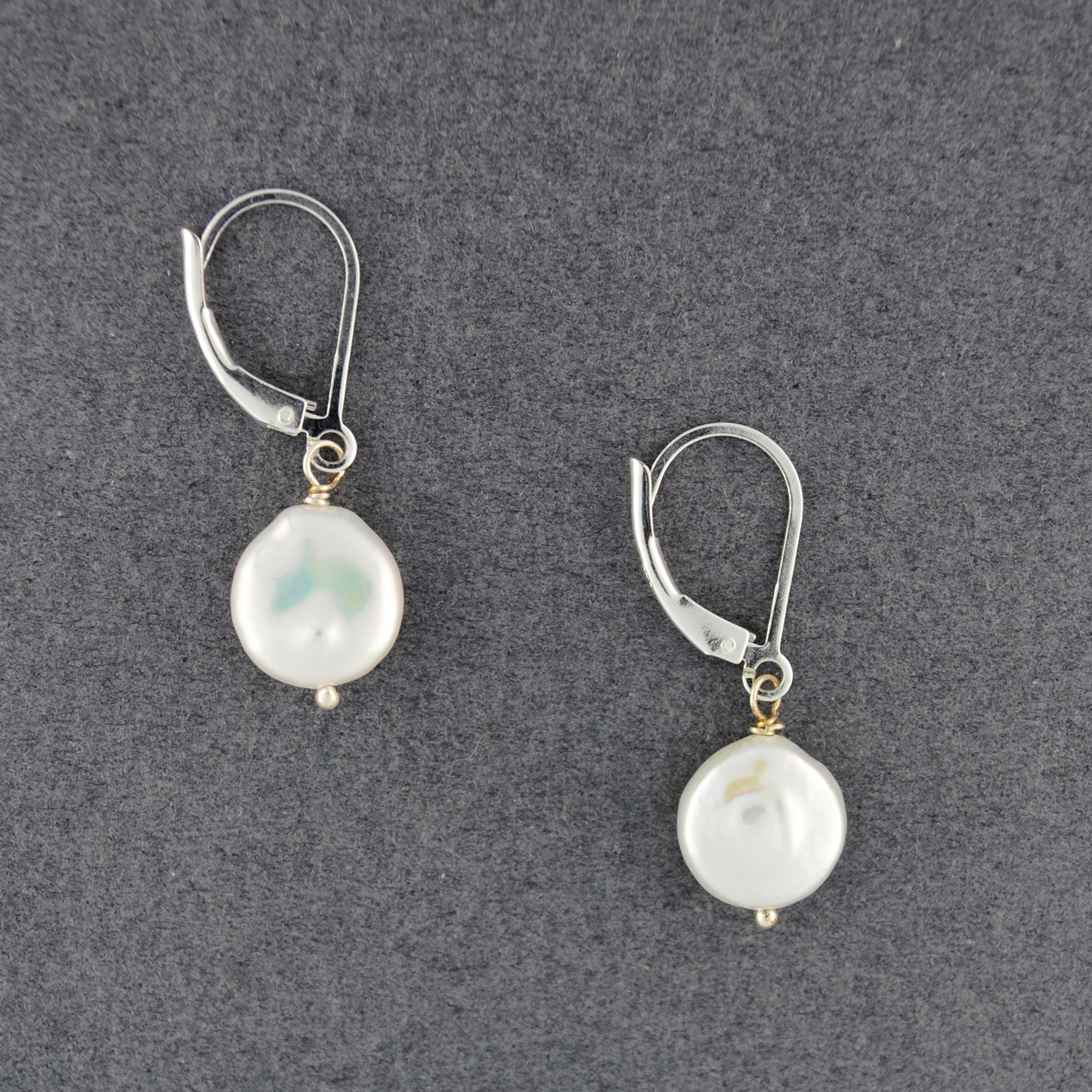 Sterling Silver Freshwater Coin Pearl Drop Earrings