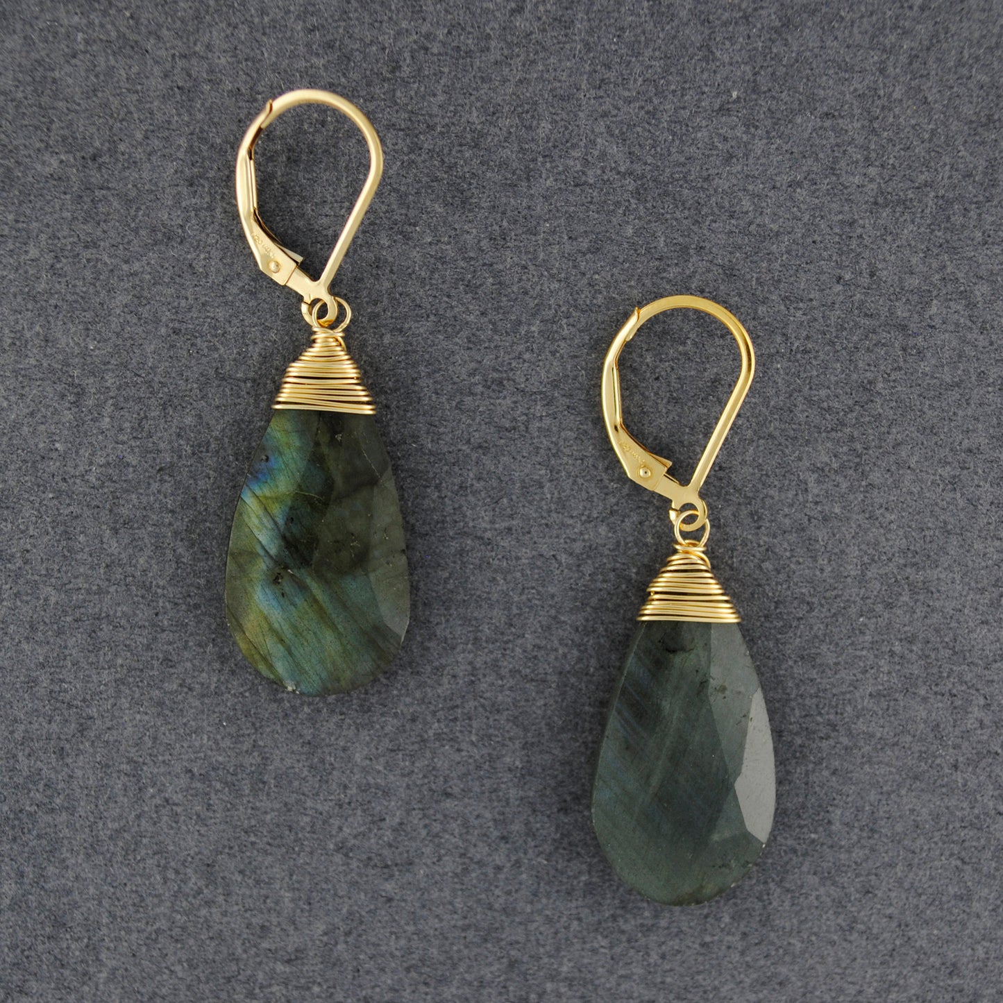 14K Gold Filled Large Labradorite Earrings
