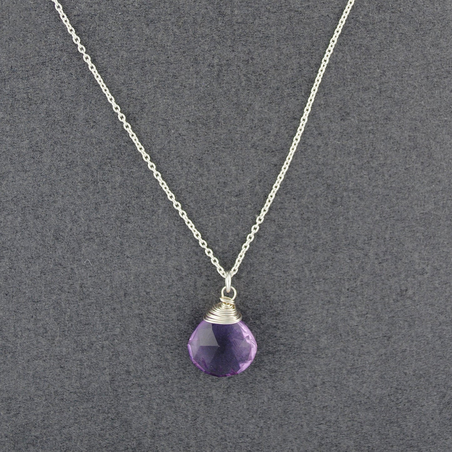 Sterling Silver Amethyst Drop Necklace