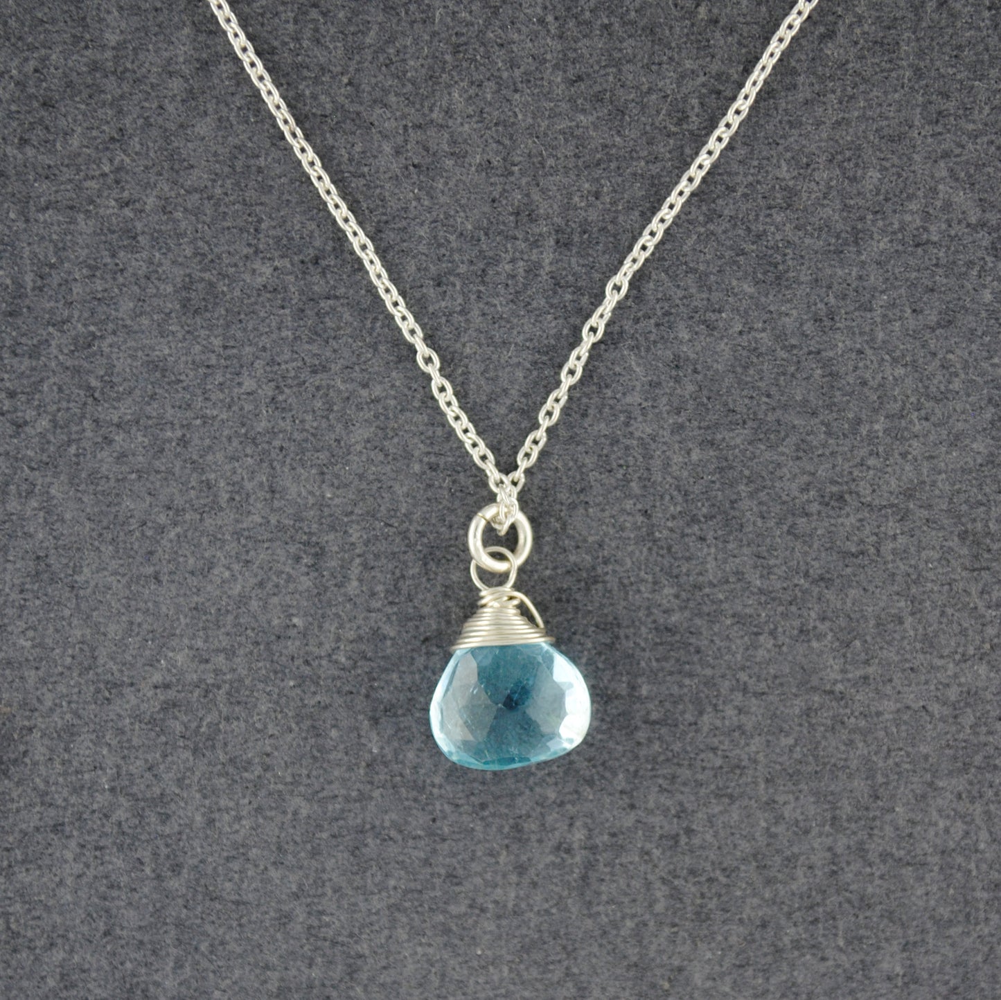 Sterling Silver Blue Topaz Drop Necklace