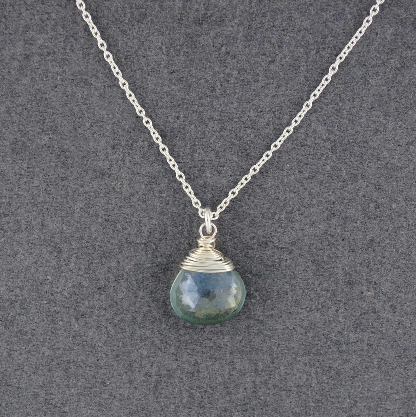 Sterling Silver Green Mystic Quartz Drop Necklace