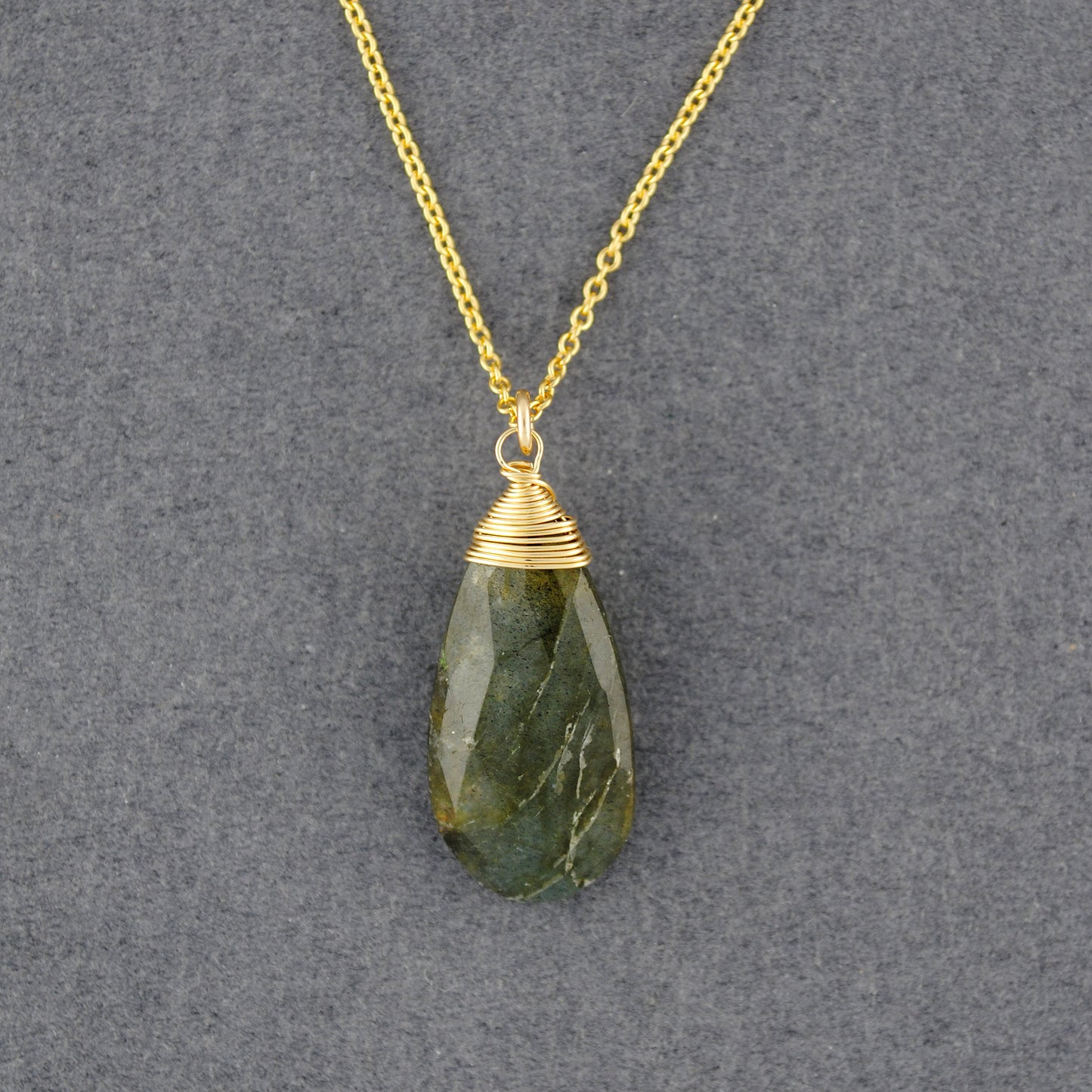 14K Gold Filled Large Labradorite Necklace