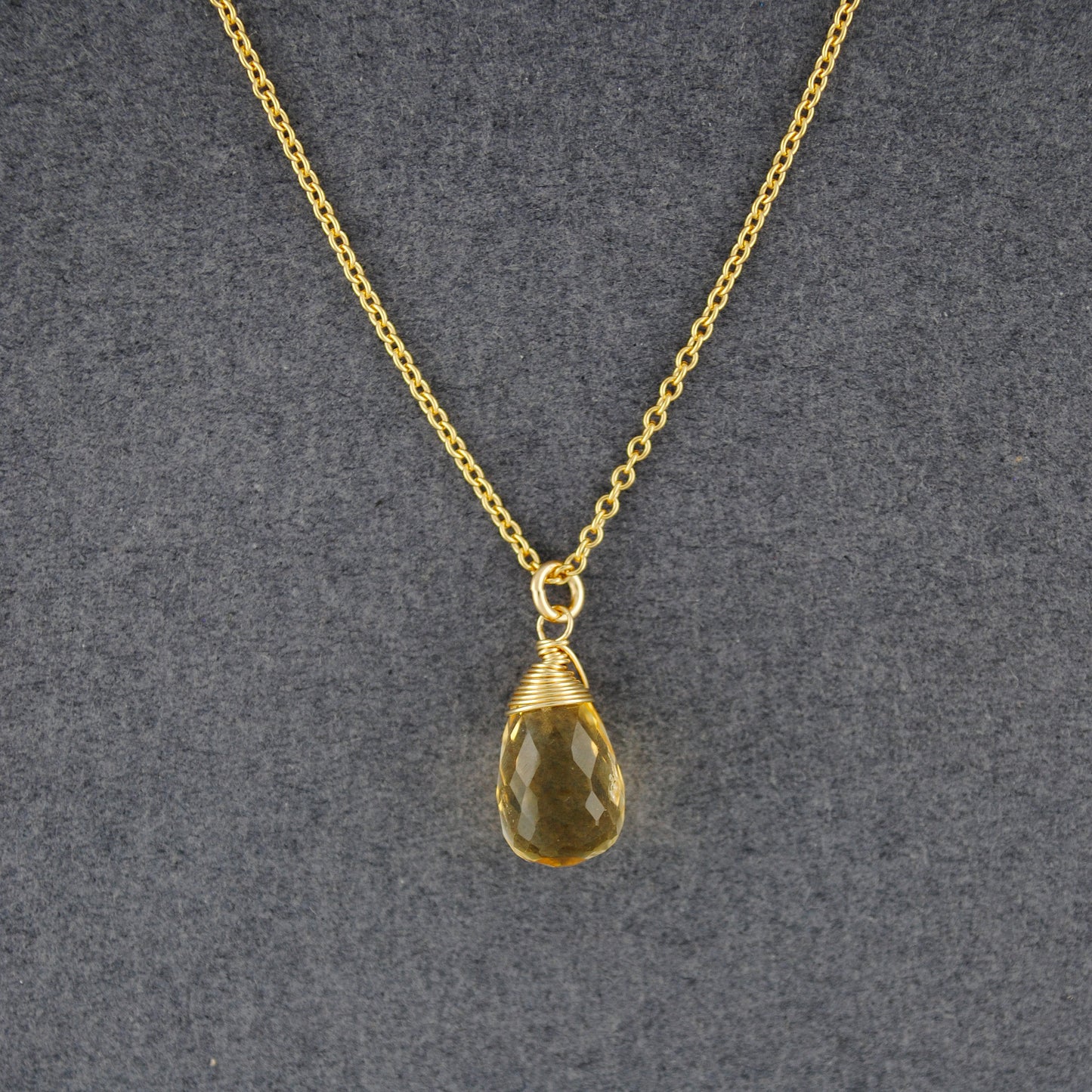 14K Gold Filled Citrine Drop Necklace