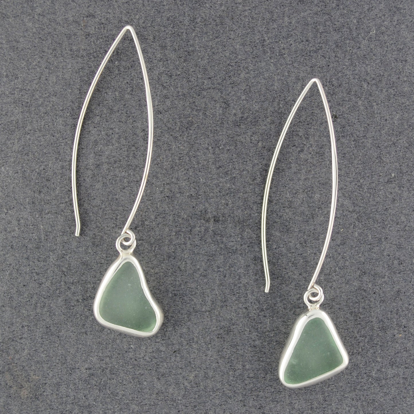 Sterling Silver Seafoam Sea Glass Long Drop Earrings