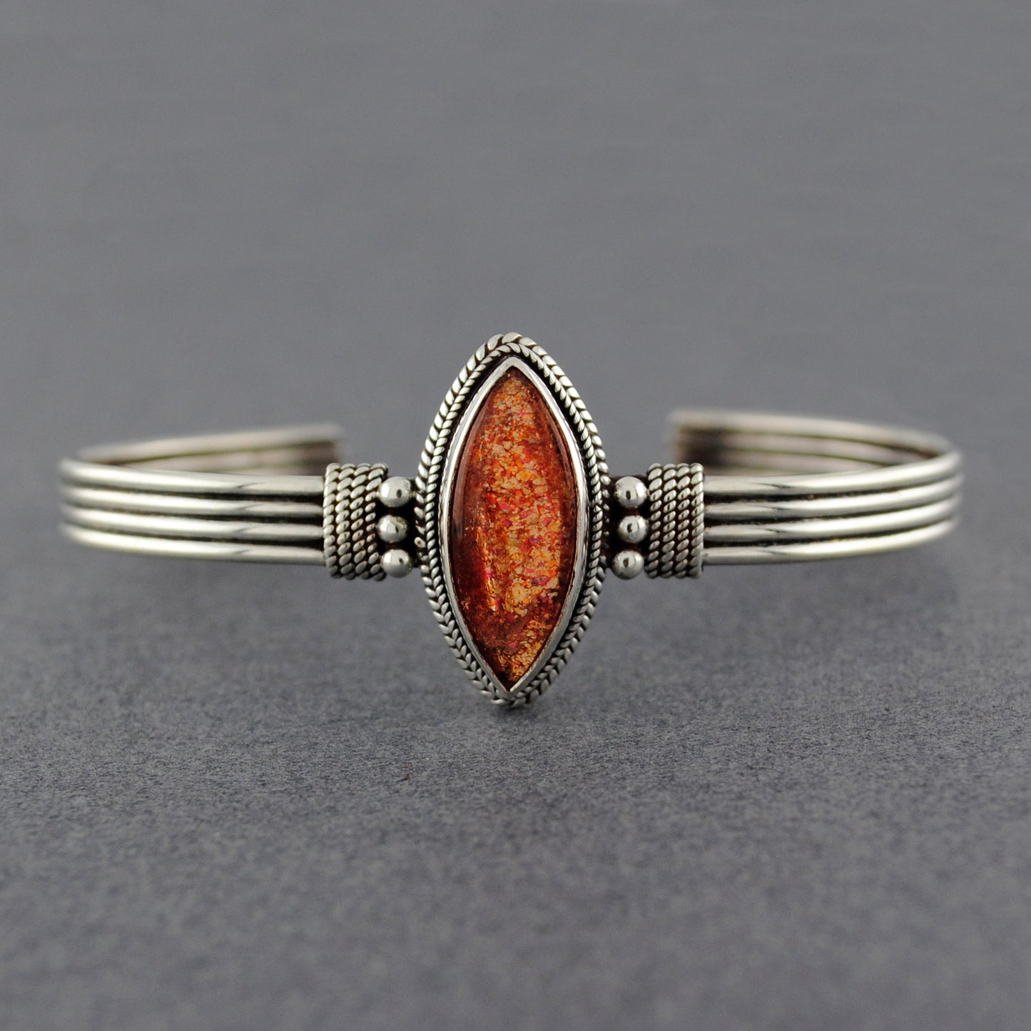Sterling Silver Nepali Sunstone Cuff Bracelet