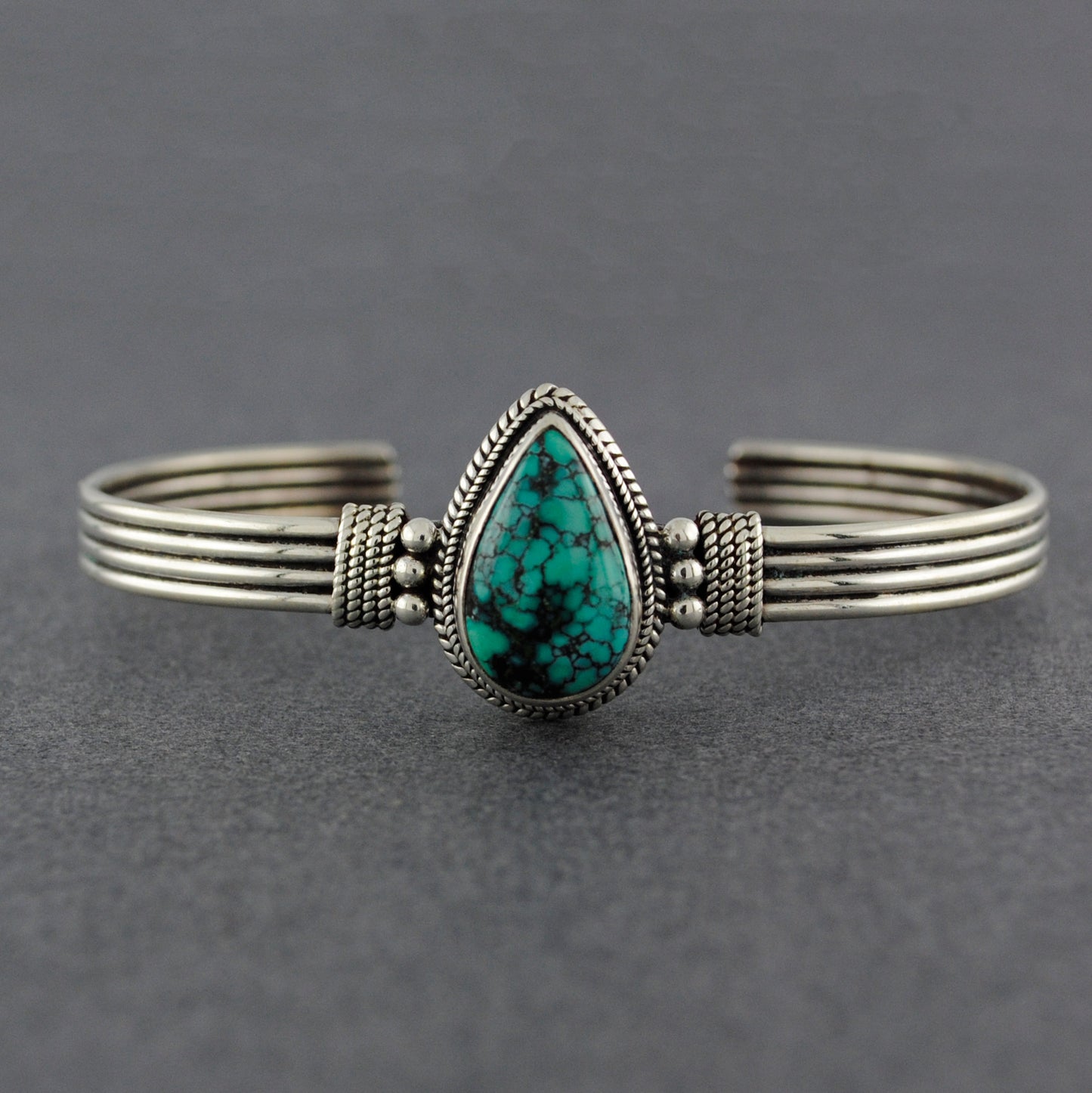 Sterling Silver Nepali Turquoise Cuff Bracelet