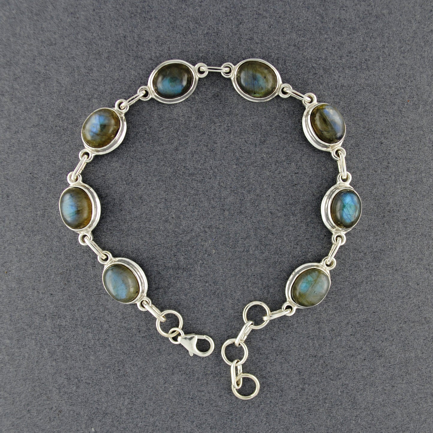 Sterling Silver Labradorite Oval Bracelet