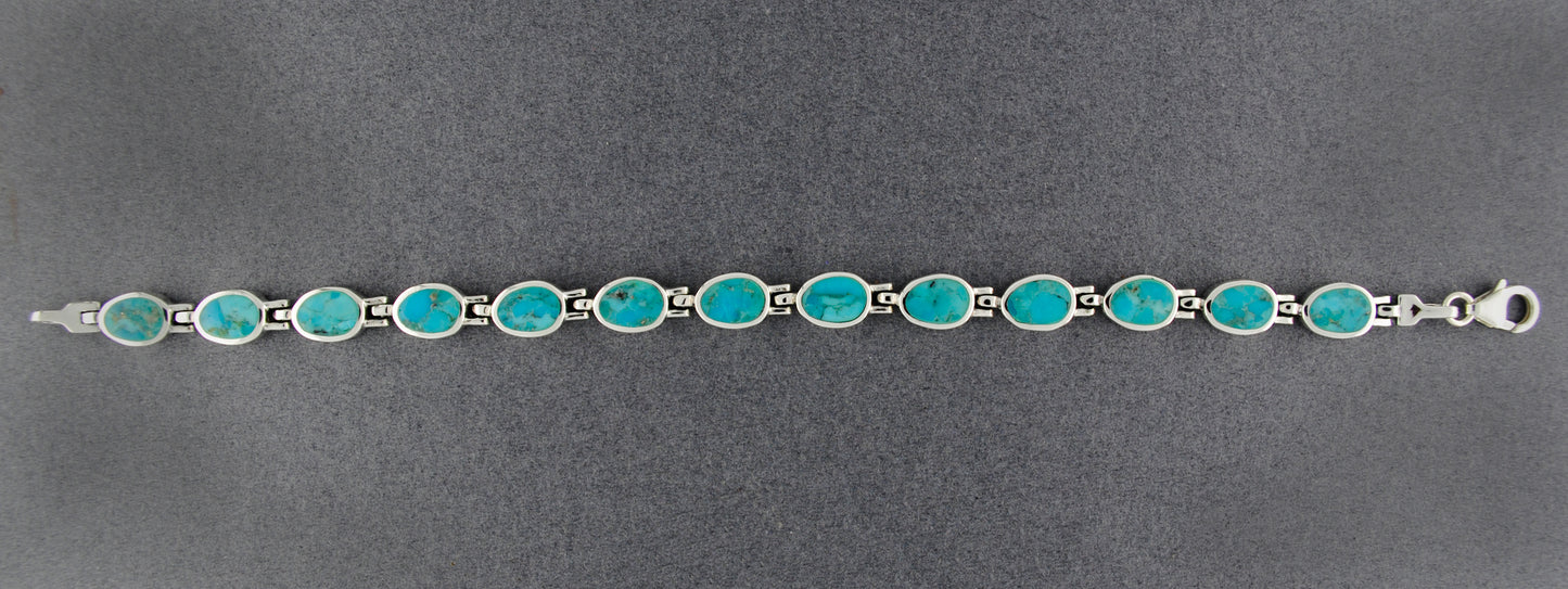 Sterling Silver Turquoise Oval Bracelet