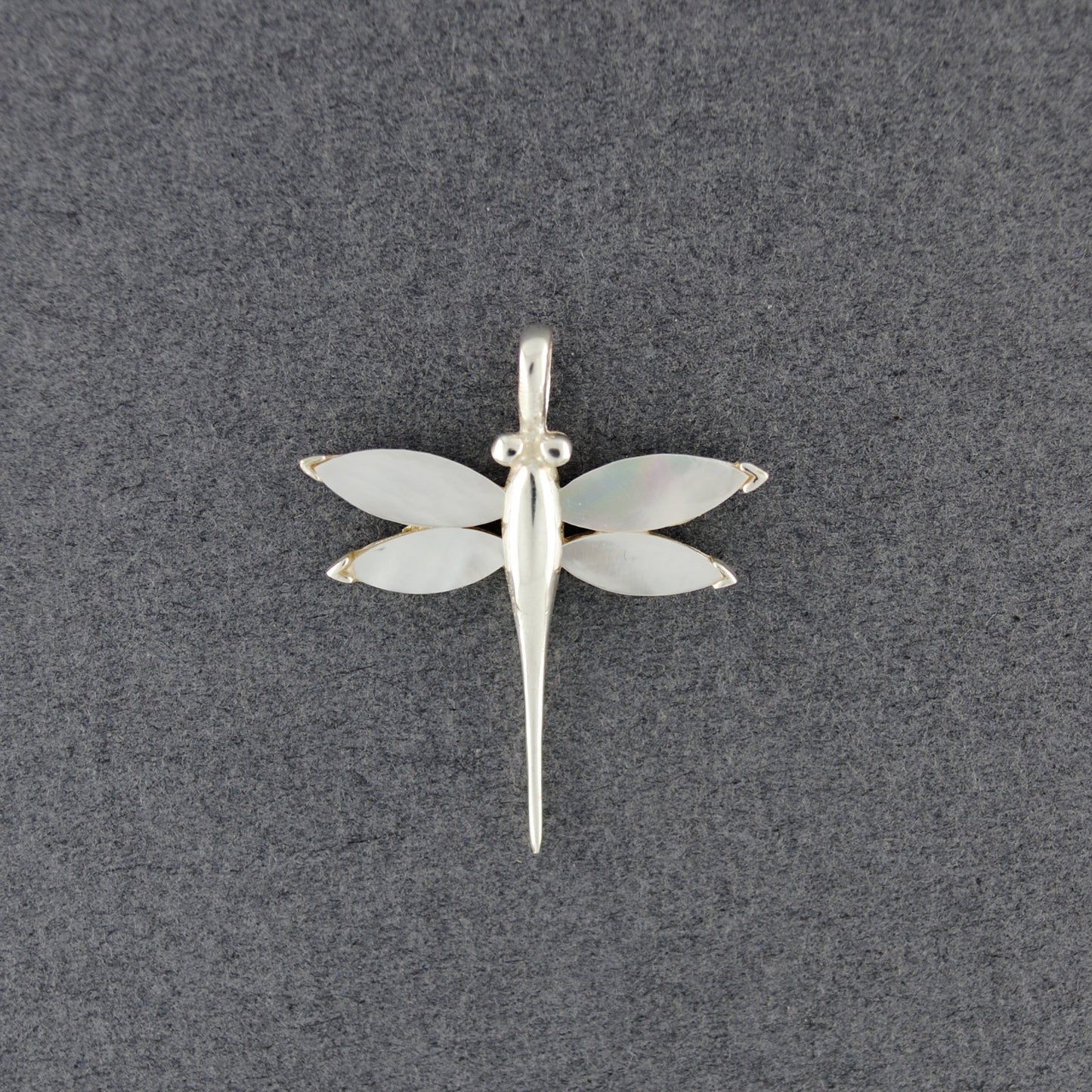 Sterling Silver Small Mother of Pearl Dragonfly Pendant