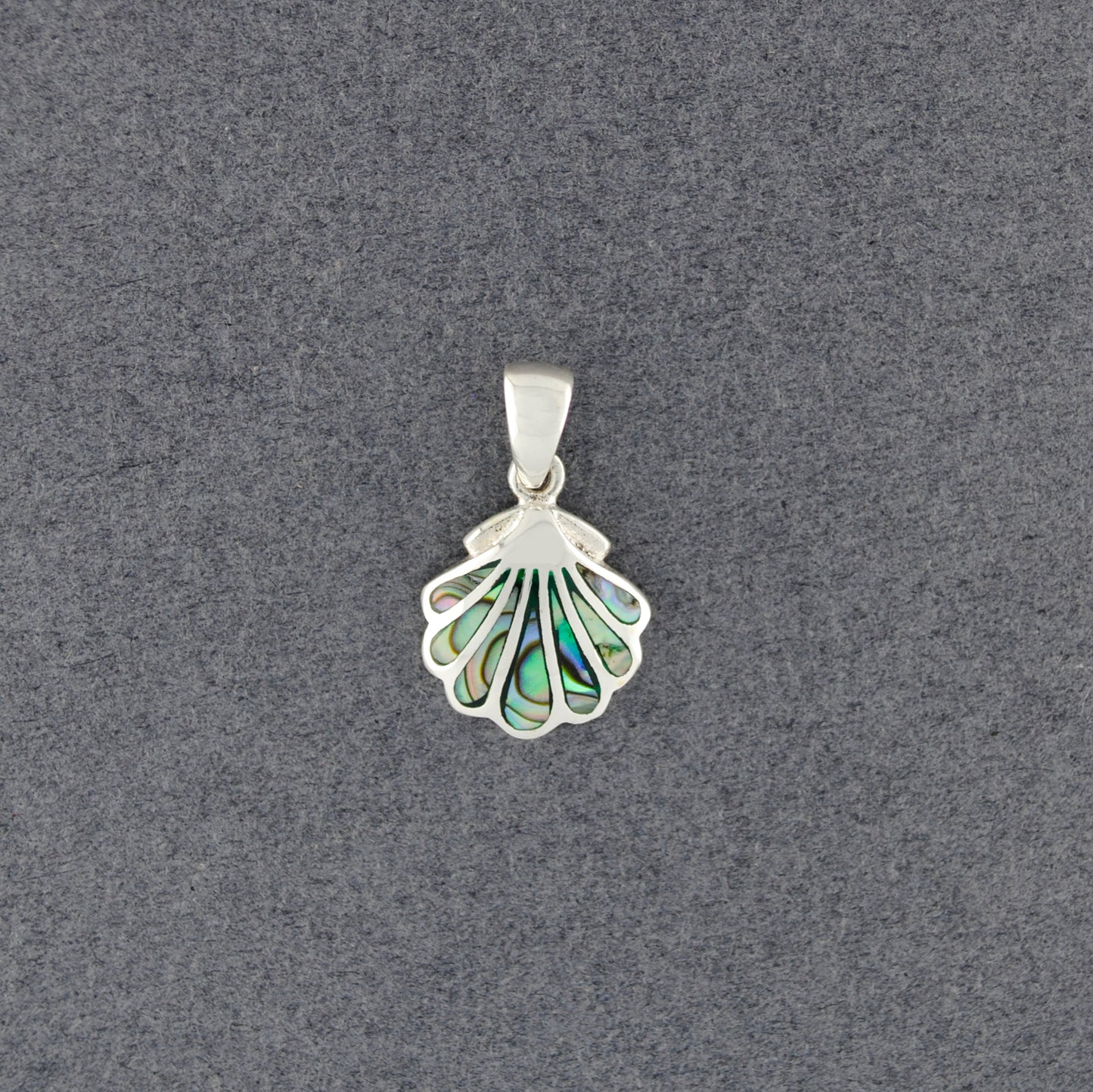 Sterling Silver Mini Abalone Scallop Shell Pendant
