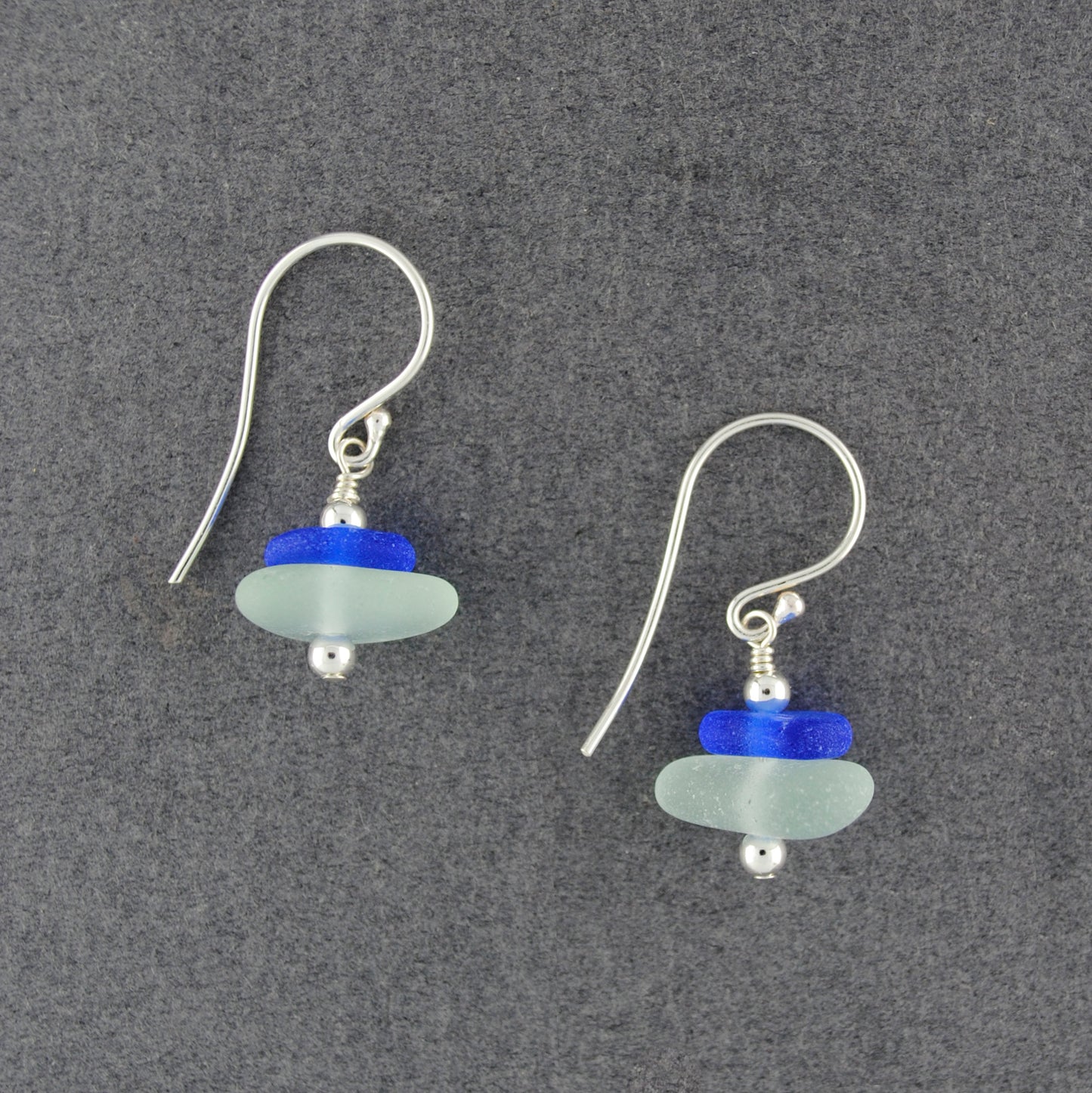 Sterling Silver Mist Sea Glass Stack Earrings
