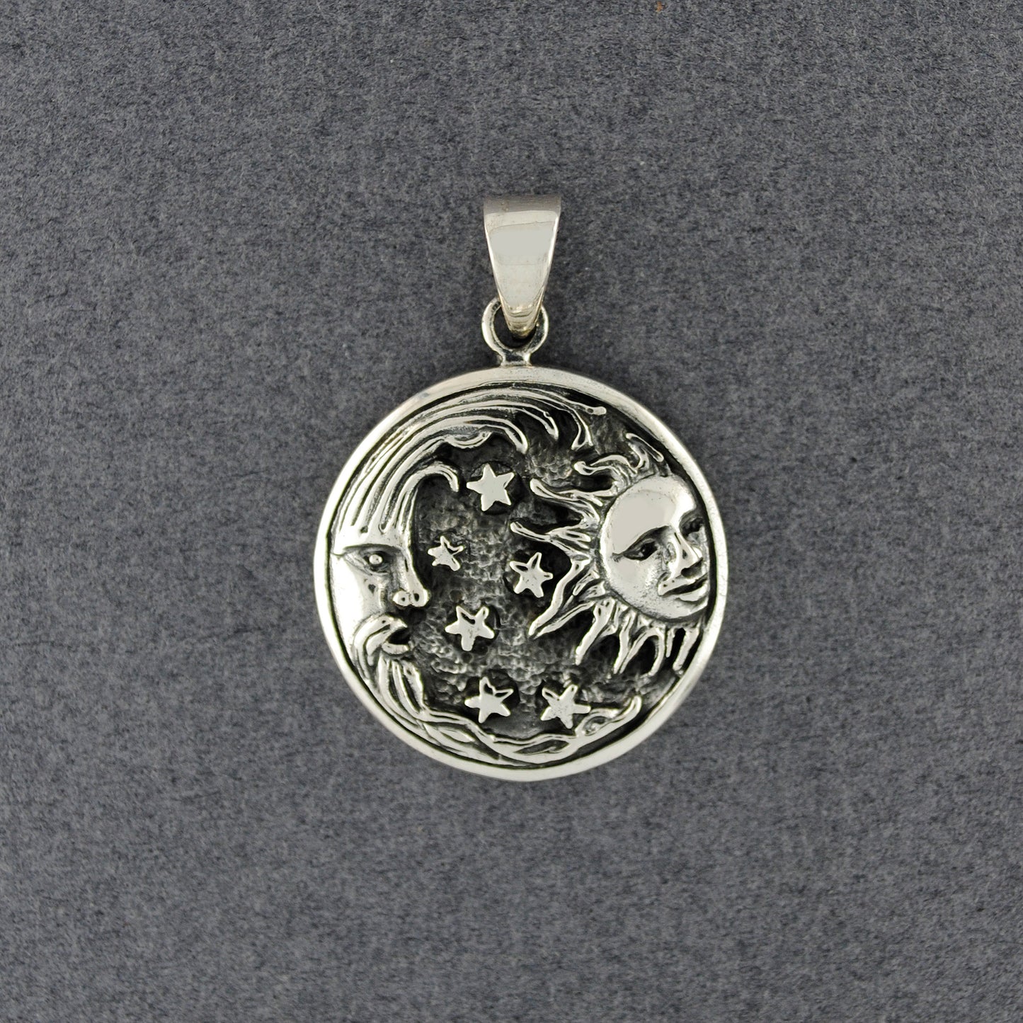 Sterling Silver Antiqued Celestial Medallion Pendant