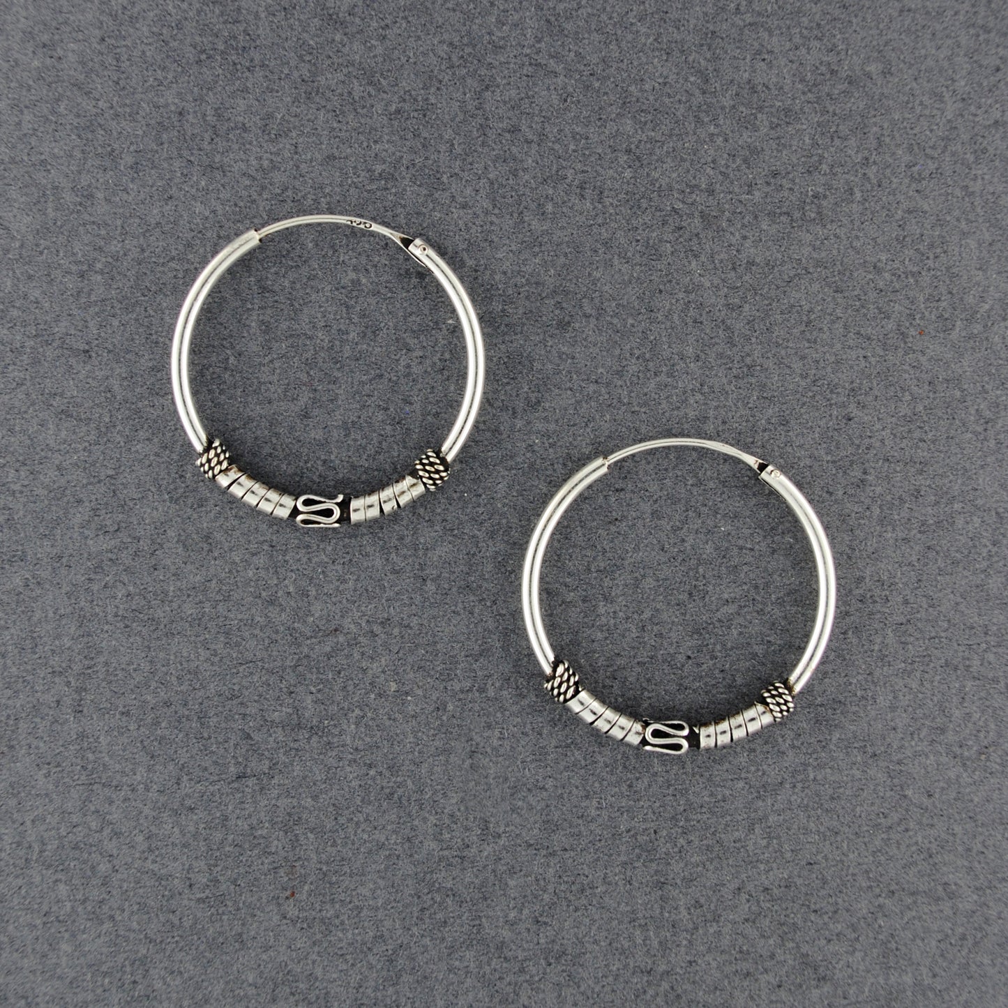 Sterling Silver Balinese Hoop Earrings