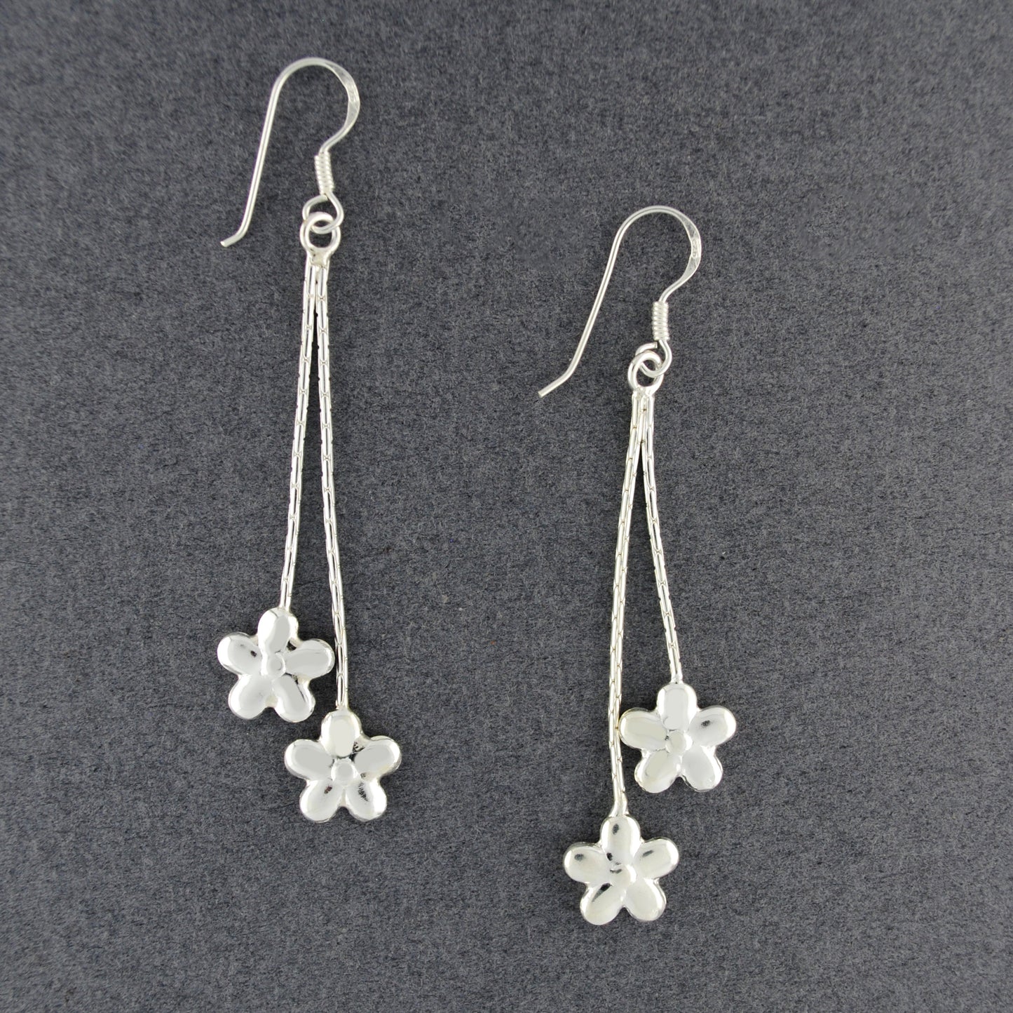 Sterling Silver Flower Dangle Earrings