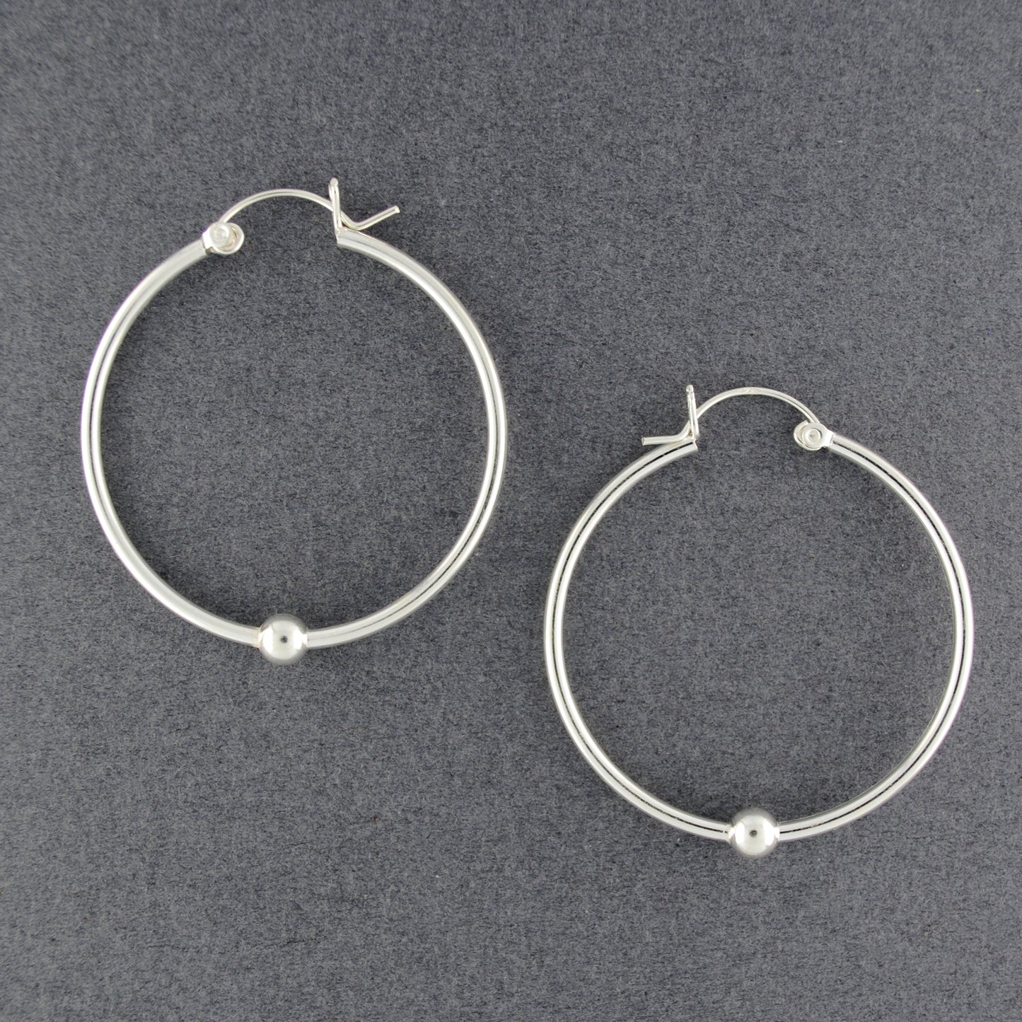 Sterling Silver Hoop with Ball Earrings