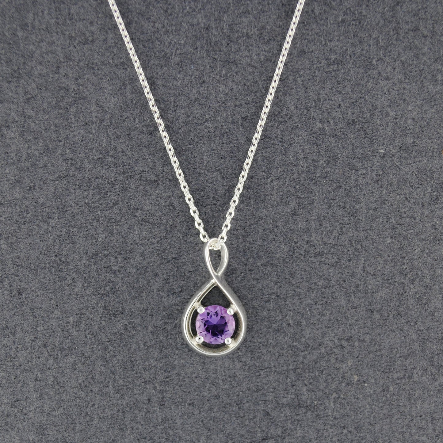 Sterling Silver Amethyst in Infinity Necklace