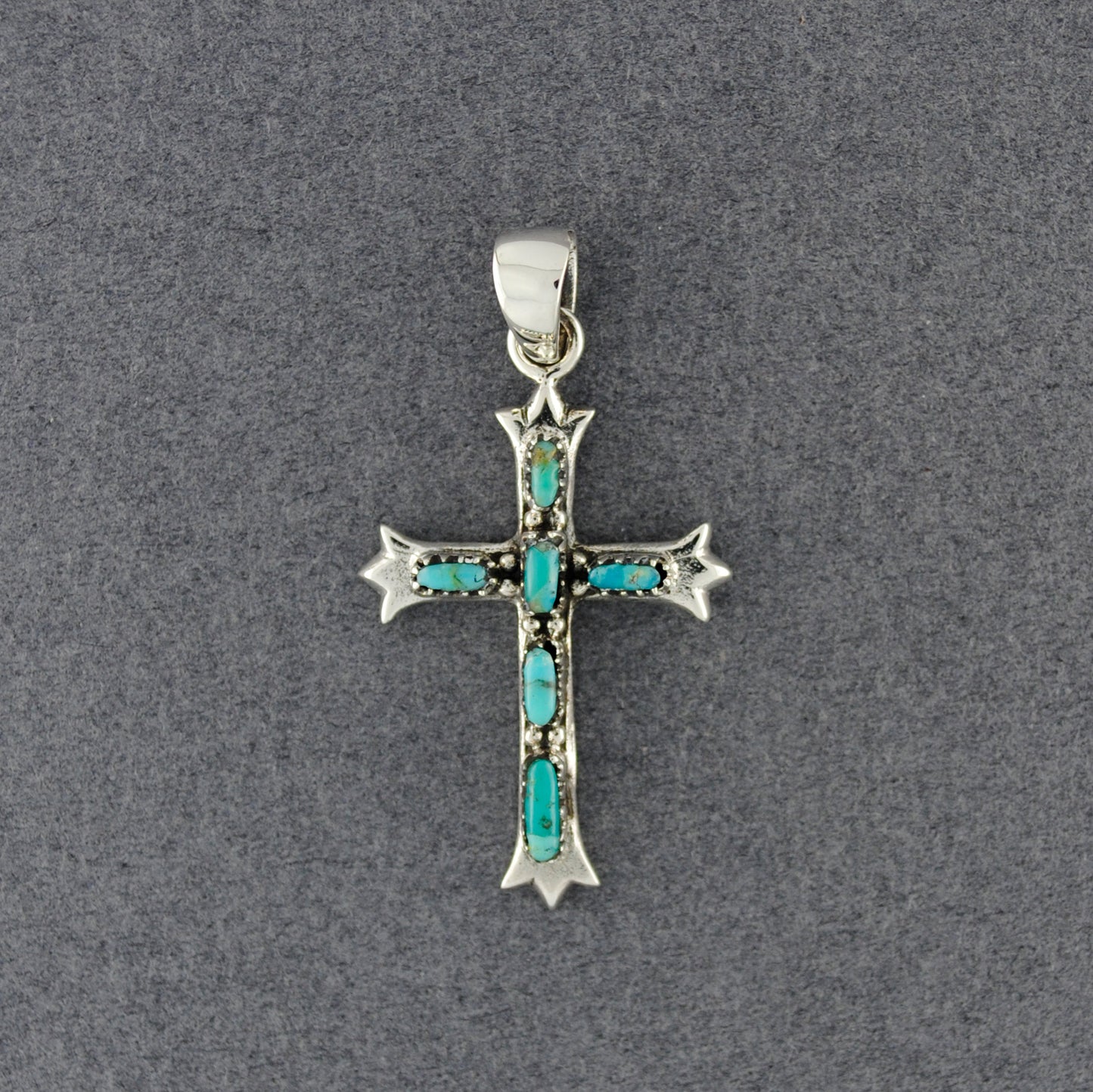 Sterling Silver Small Turquoise Cross Pendant