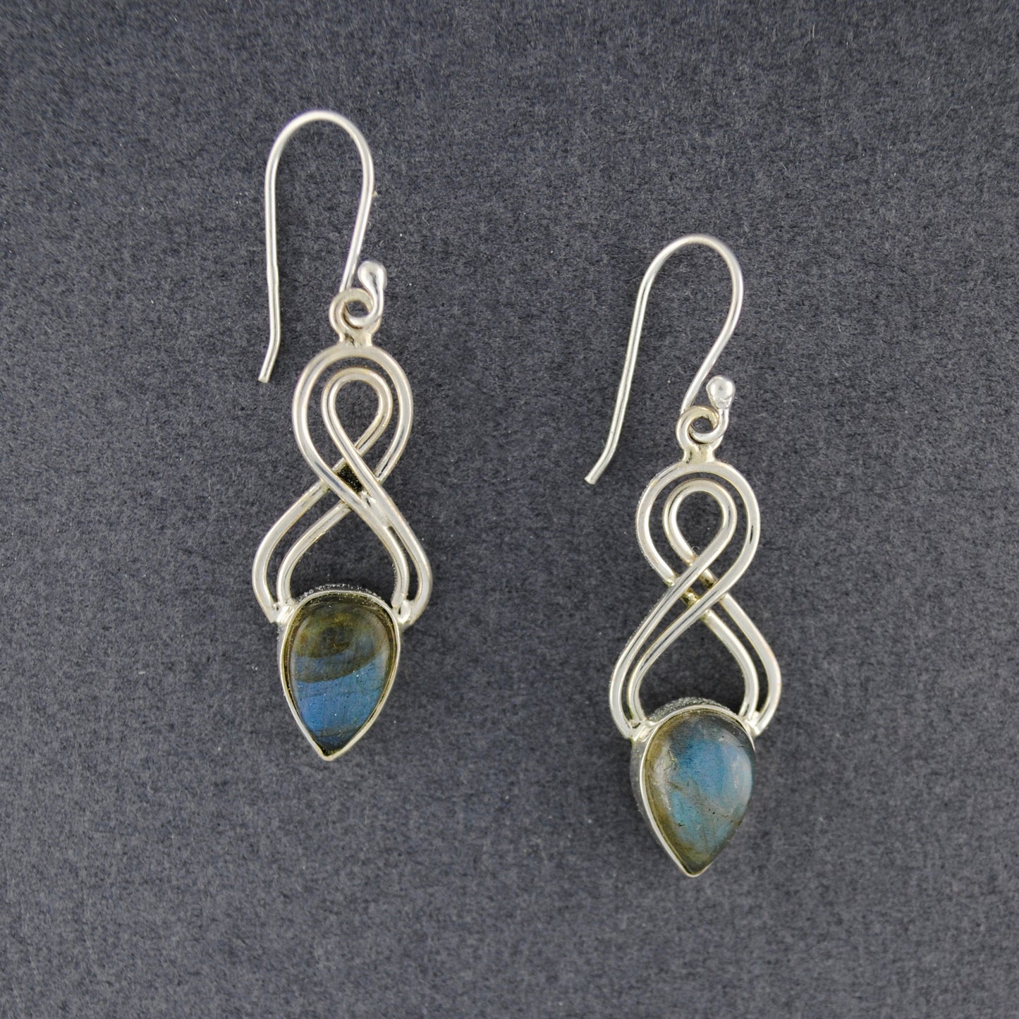 Sterling Silver Labradorite Swirl Earrings