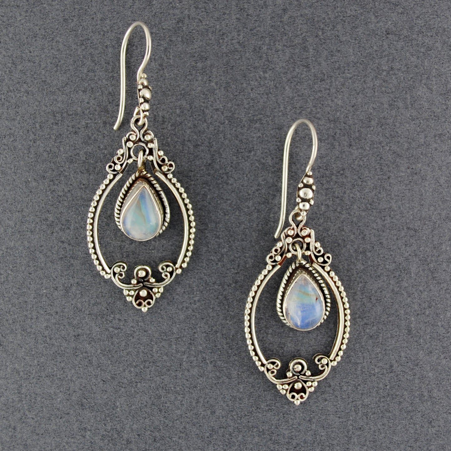 Sterling Silver Rainbow Moonstone Chandelier Earrings
