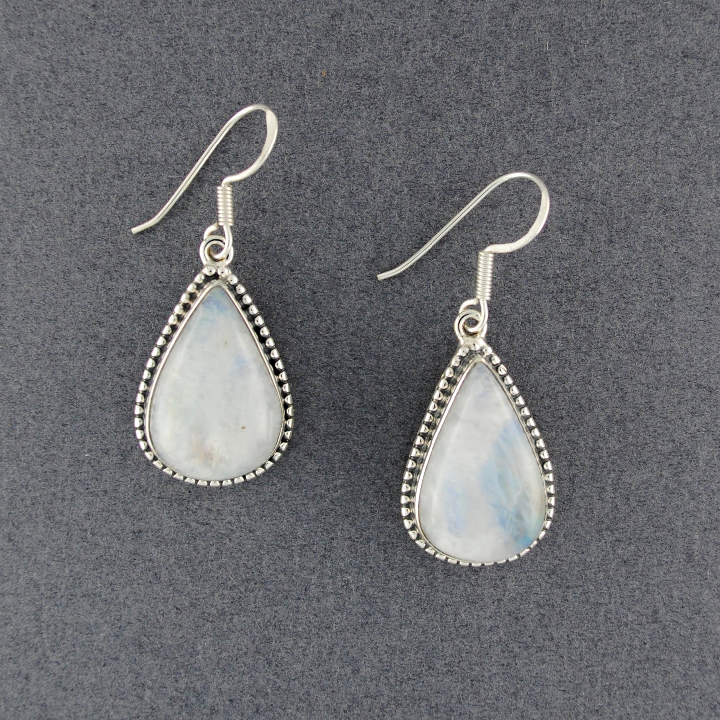 Sterling Silver Rainbow Moonstone Large Teardrop Earrings