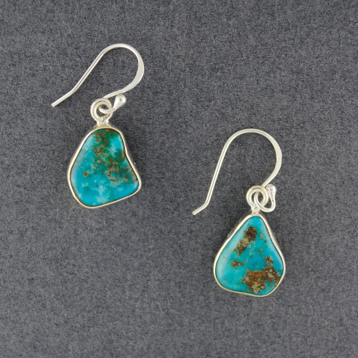 Sterling Silver Free Form Turquoise Earrings