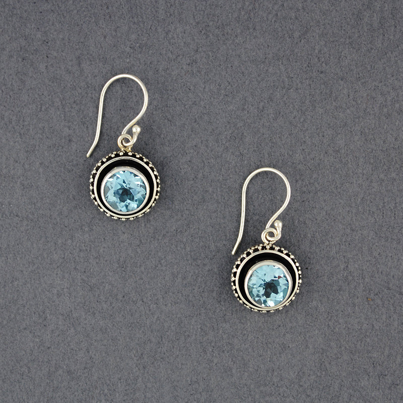 Blue Topaz Circle Earrings