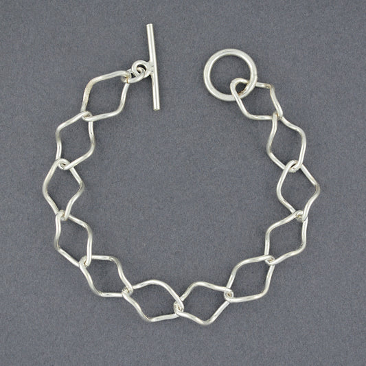 Sterling Silver Twisted Diamond Link
