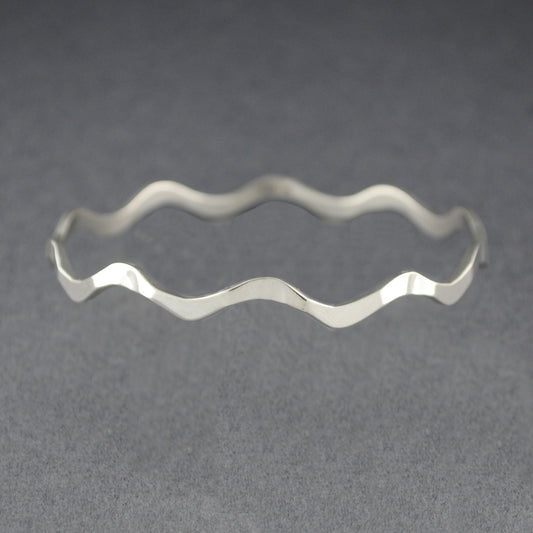 Sterling Silver Hammered Wavy Bangle