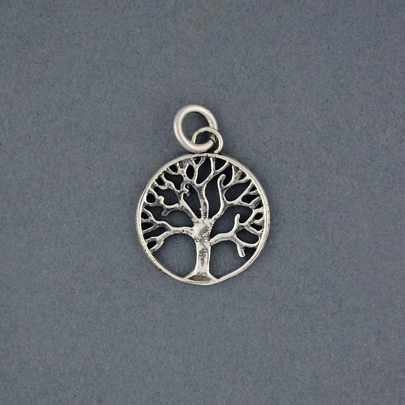 Sterling Silver Small Tree in Circle Pendant