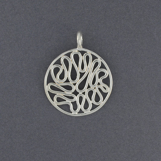 Sterling Silver Swirl in Circle Pendant