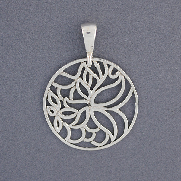 Sterling Silver Butterfly and Flower Pendant