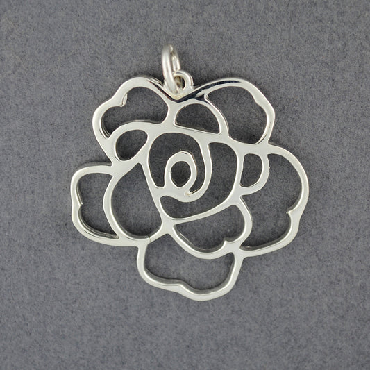 Sterling Silver Cutout Rose Pendant