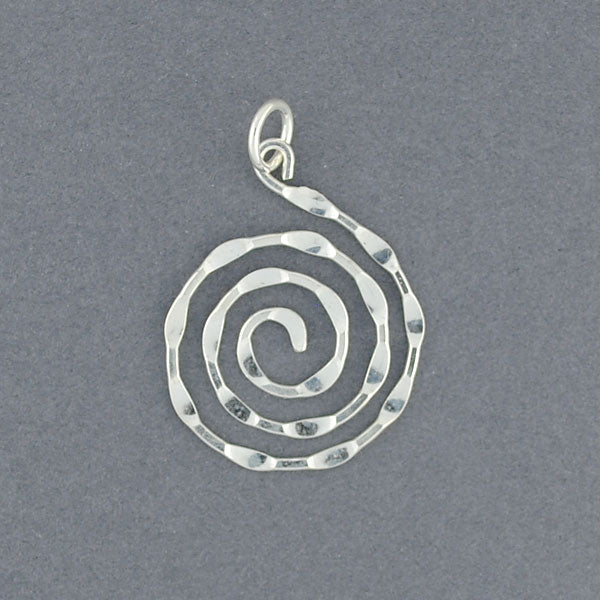 Sterling Silver Medium Hammered Spiral Pendant