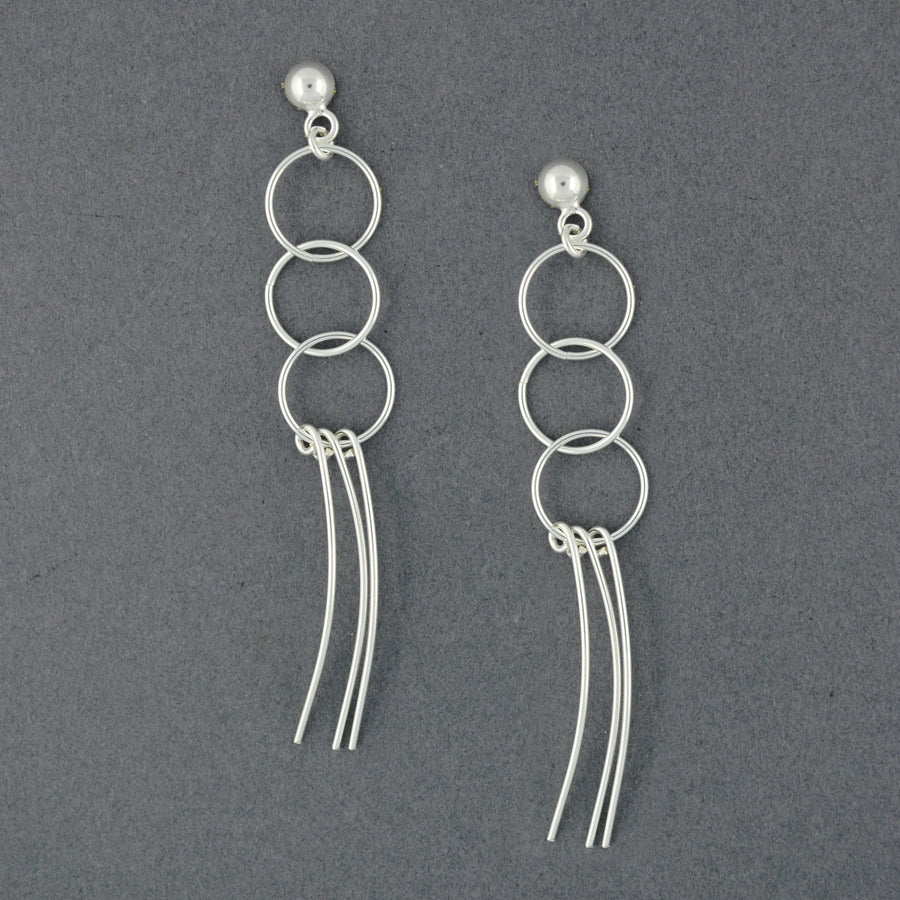 Sterling Silver Circle and Strand Earrings