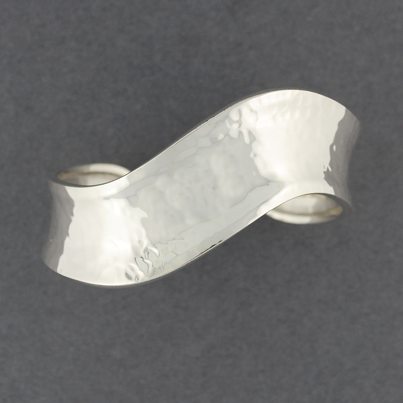 Sterling Silver Hammered Wave Cuff