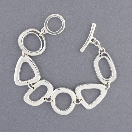 Sterling Silver Multi Shape Link Bracelet