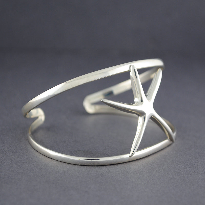 Sterling Silver Flat Starfish Cuff