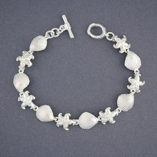Sterling Silver Shell and Starfish Bracelet