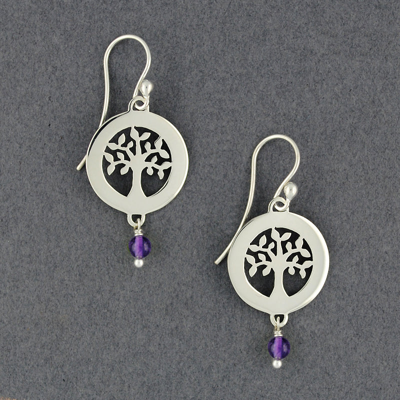 Circle Tree of Life with Stone Earrings