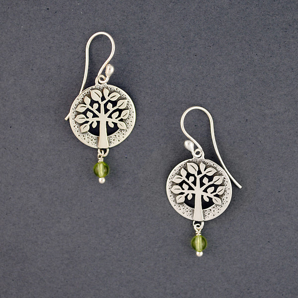 Detailed Tree of Life with Stone Earrings