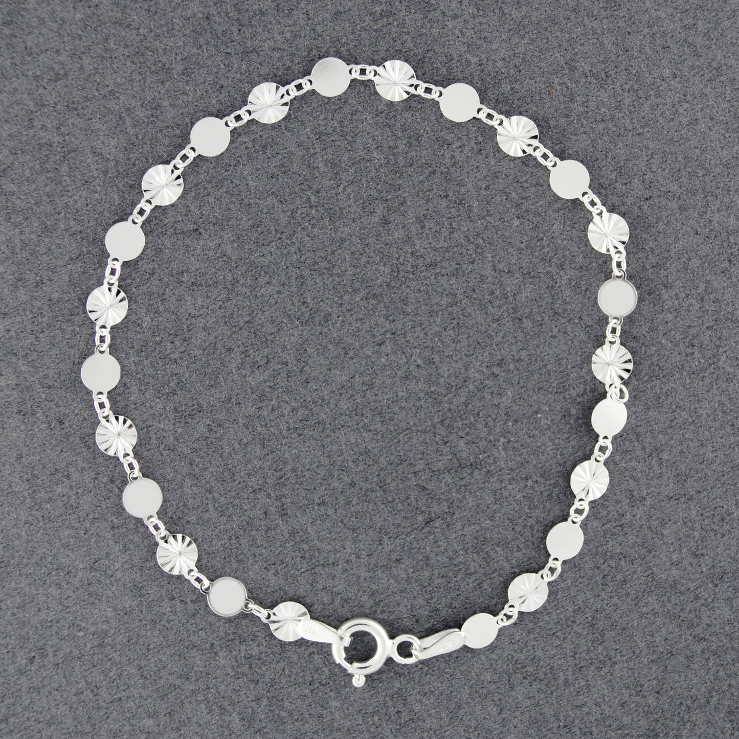 Sterling Silver Retro Disc Bracelet