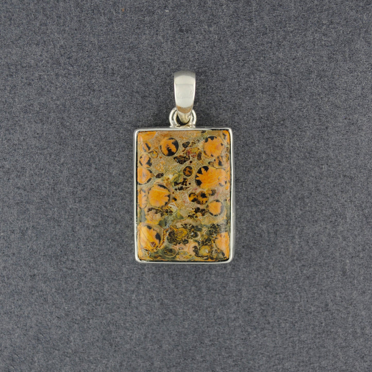 Sterling Silver Leopard Jasper Rectangle Pendant