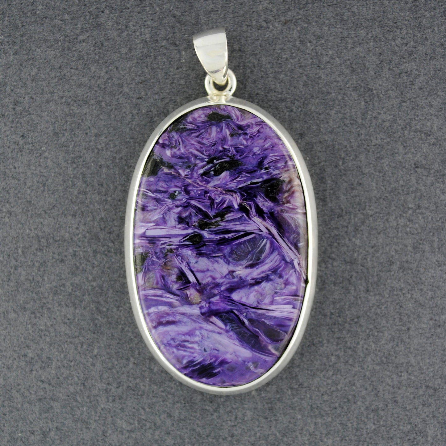 Sterling Silver Charoite Oval Pendant