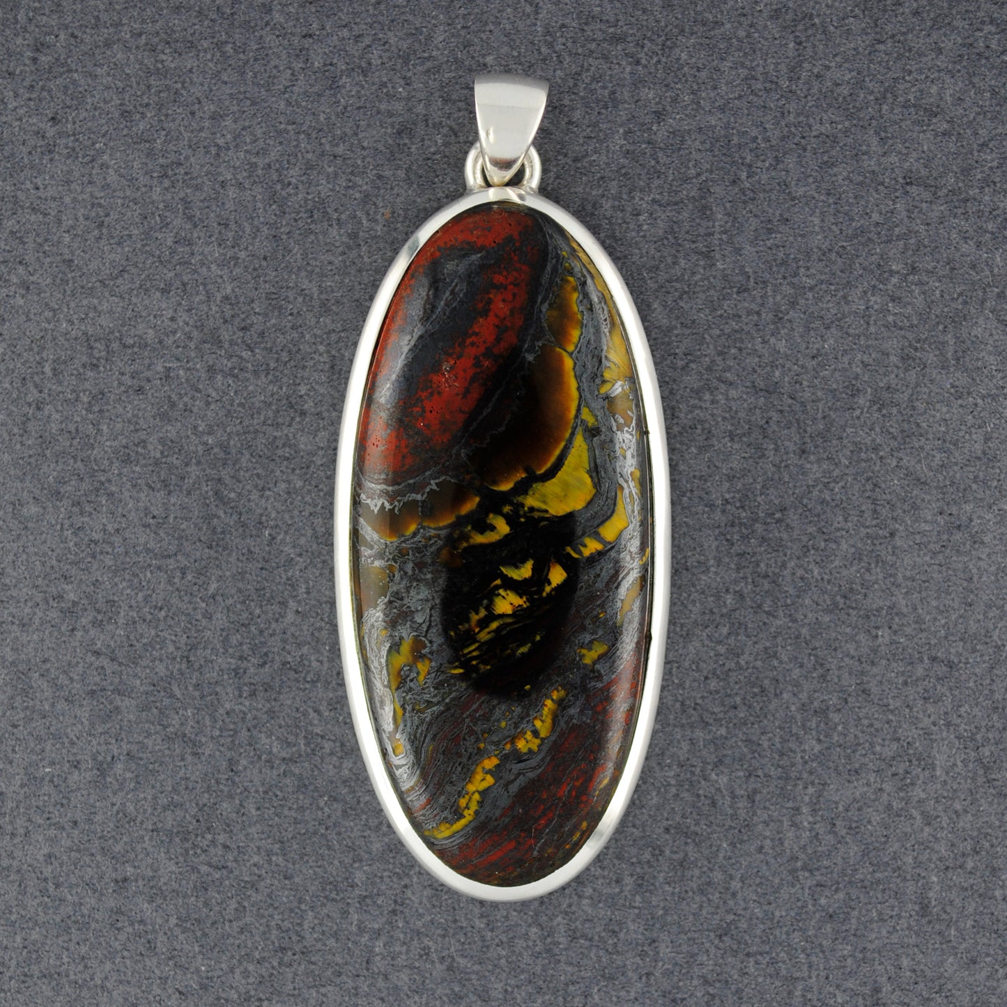 Sterling Silver Iron Tiger Eye Oval Pendant