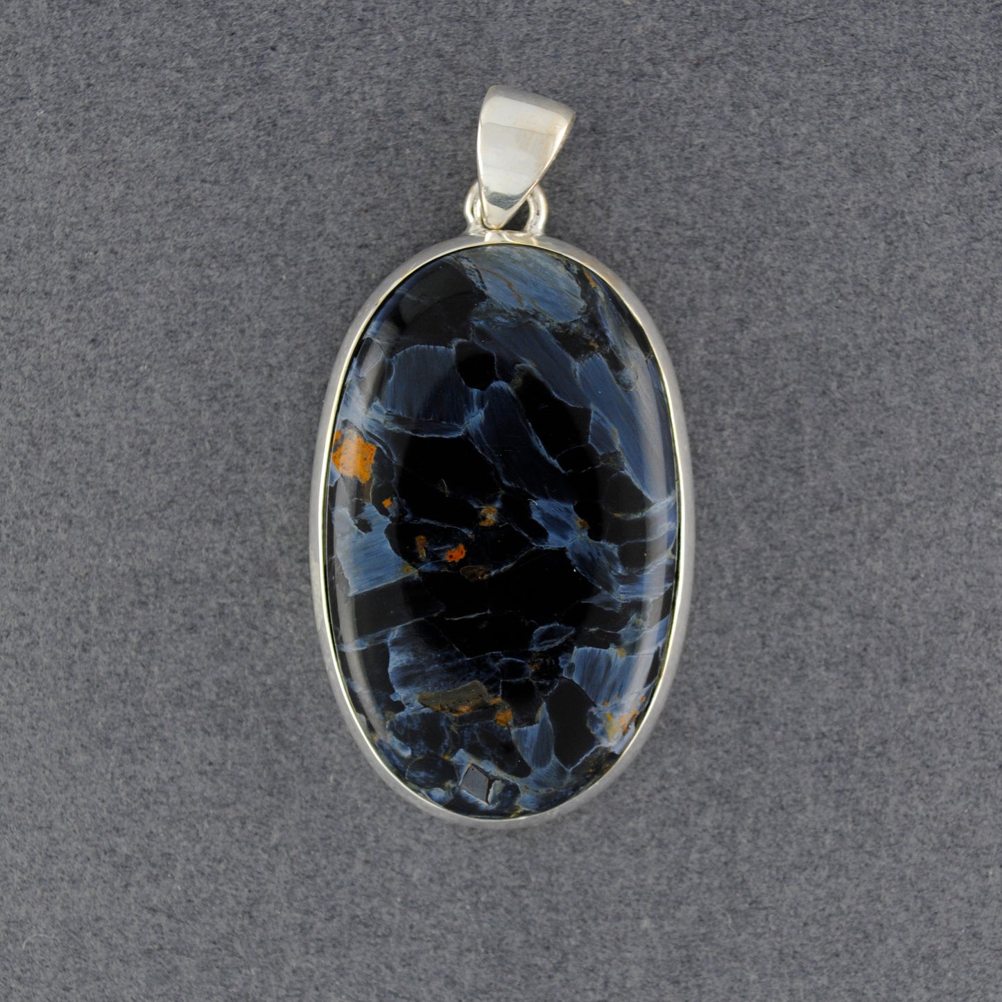 Sterling Silver Pietersite Oval Pendant