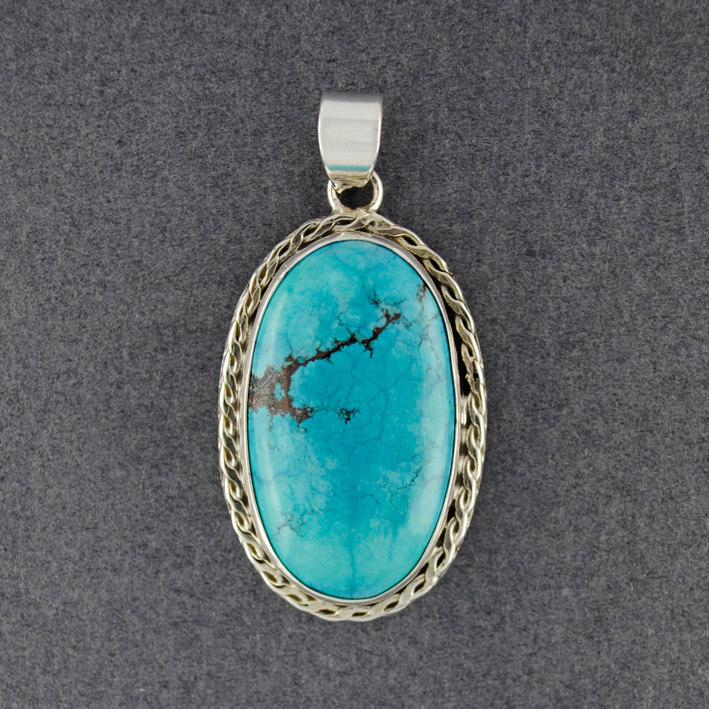 Sterling Silver Turquoise with Twist Bezel Pendant