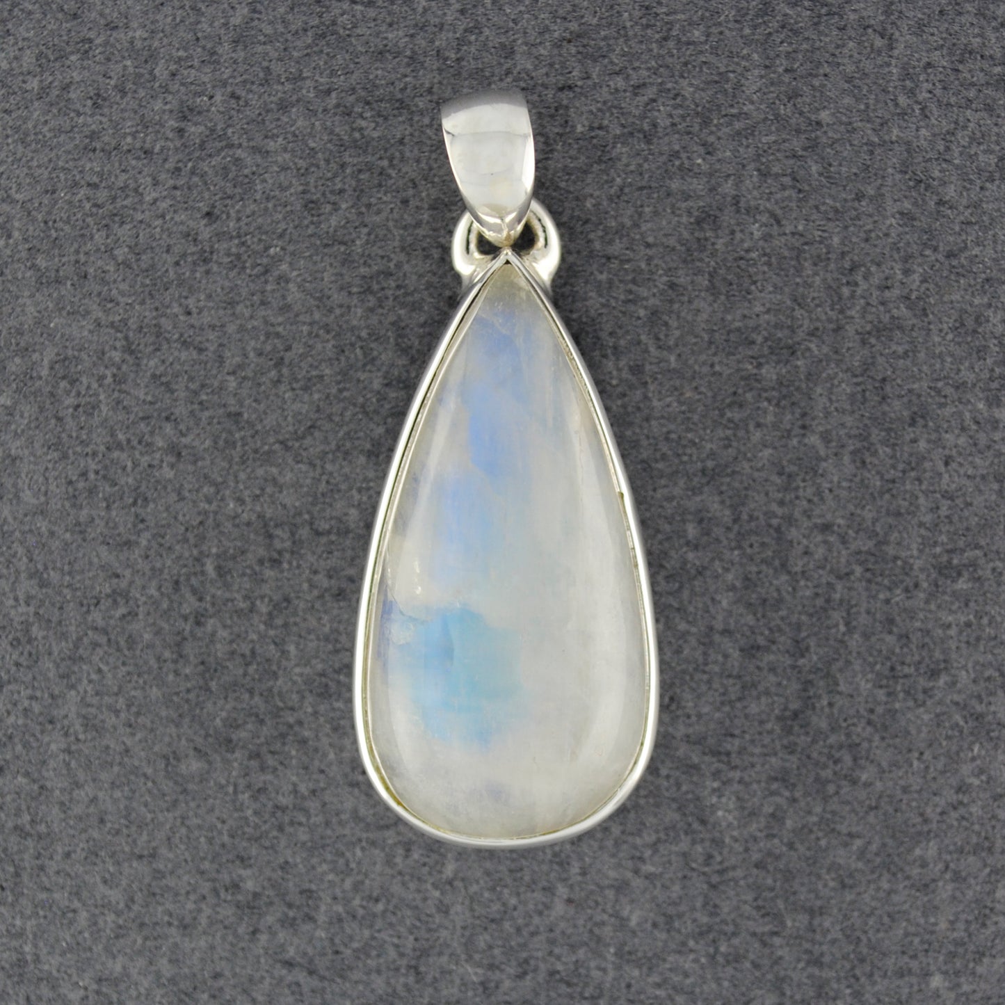 Sterling Silver Rainbow Moonstone Thin Teardrop Pendant