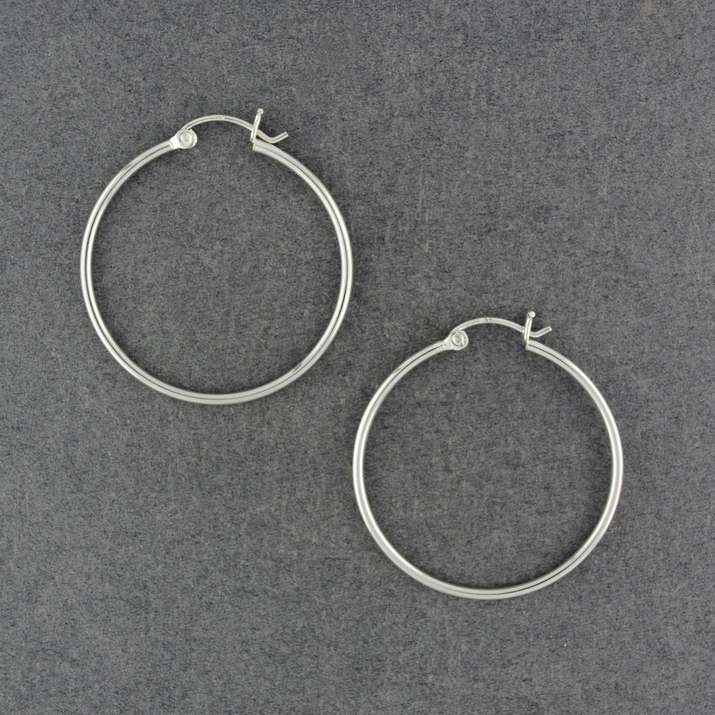 Sterling Silver 35mm Light Snap Post Hoop Earrings