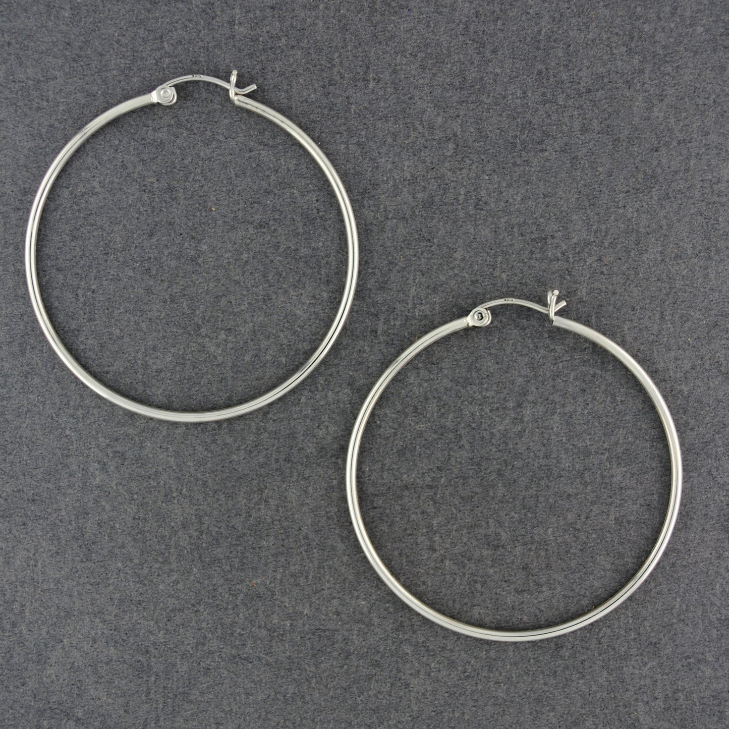 Sterling Silver 45mm Light Snap Post Hoop Earrings
