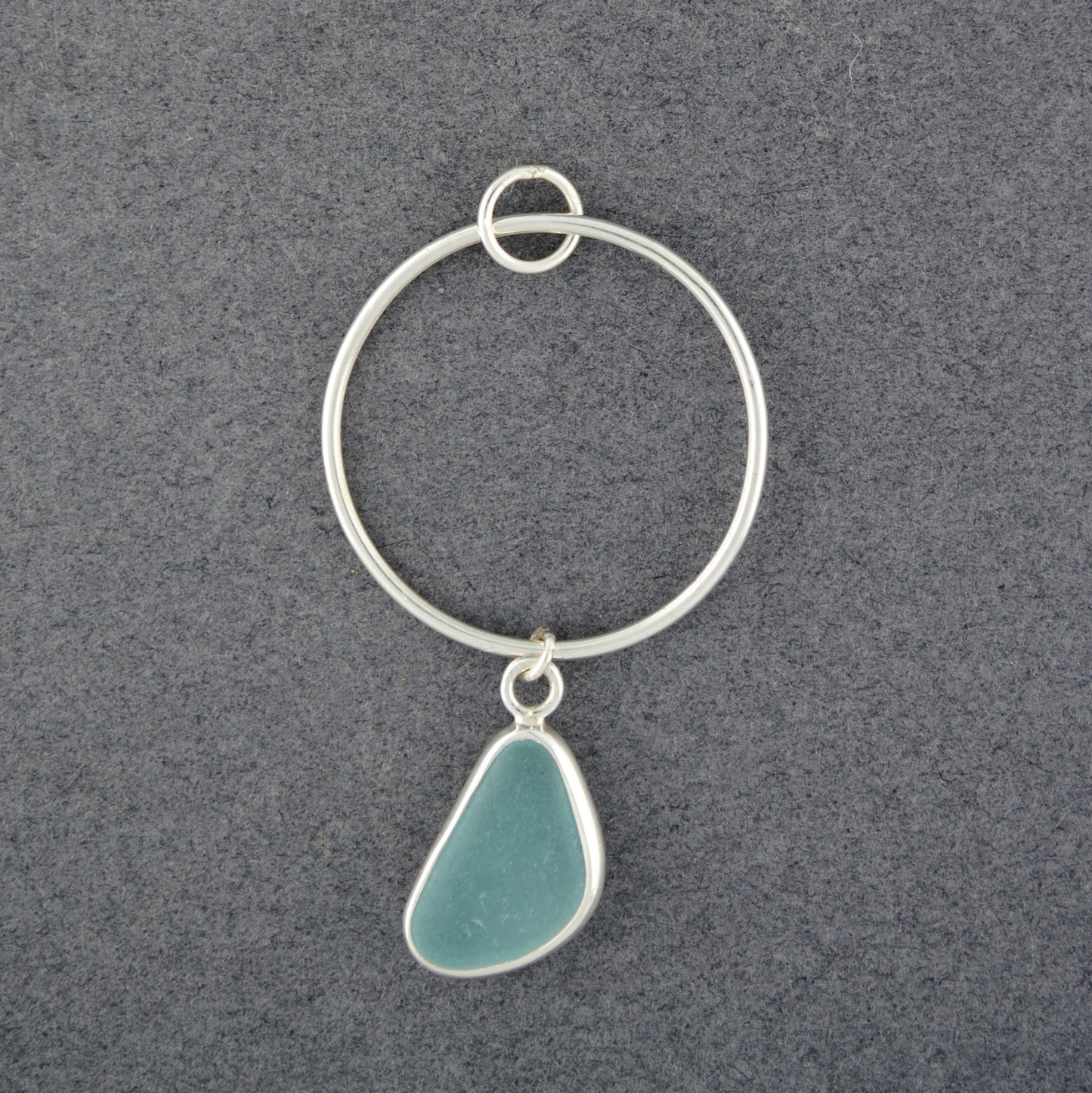 Sterling Silver Aqua Sea Glass Hoop Drop Pendant